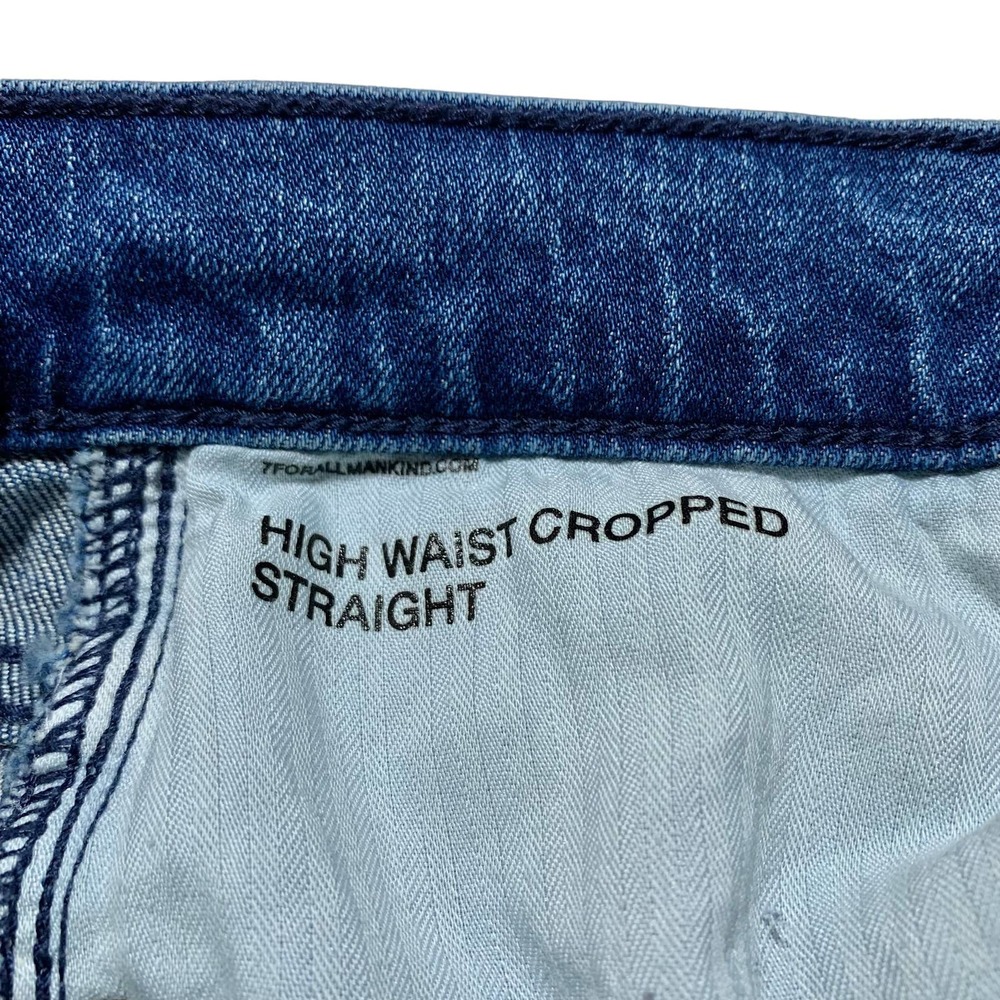 7 For All Mankind | Women | Distressed Hem High Rise Cropped Straight Jeans | 30 - Picture 9 of 14
